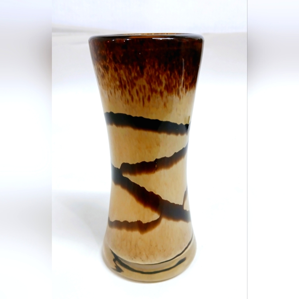 Brown and Tan Blown Glass Vase
